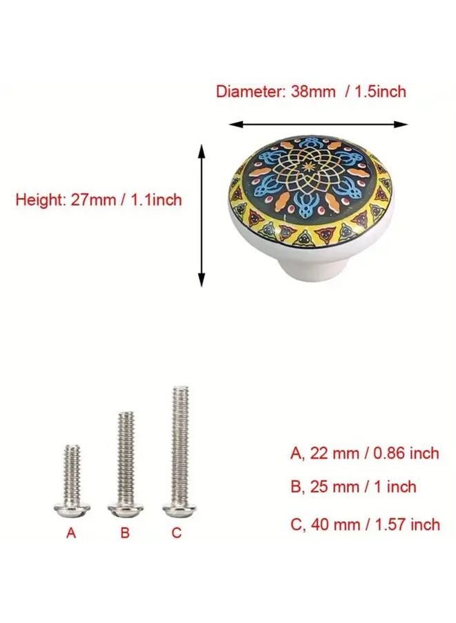 Mixed Floral Ceramic Knobs Bohemian Retro Vintage Drawer Cabinet Wardrobe Handles - Image 2